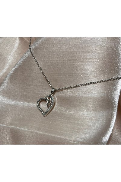 Senzavetra Women's Necklace with Heart and Bow Detail