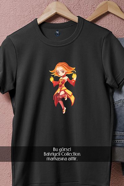Bahriyeli Collection Oversize Dota 2 Lina Inverse Drawing Design Unisex T-Shirt
