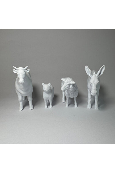 Köseoğlu Çiftlik Hayvanları Boyama Serisi 1 - Plastik Oyuncak Boyama Seti - Inek, Eşek, Koyun, Kedi