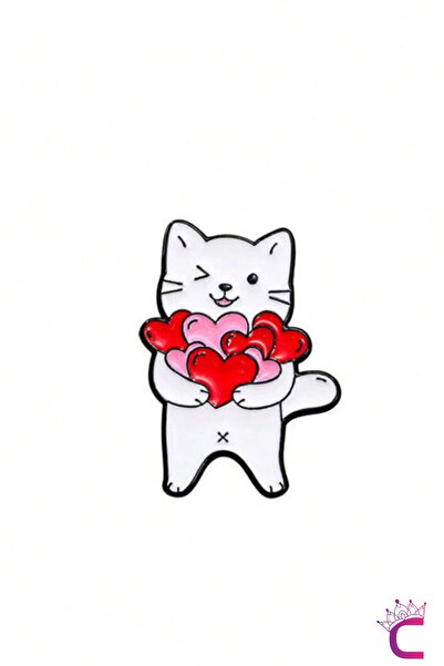 Cinderella Full of Love Sevimli Kalpli Kedi Pin Broş - Hediyelik Aşk Sevgili ...