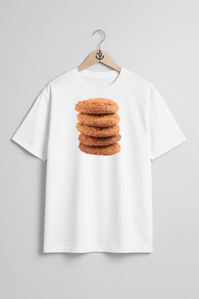 Bahriyeli Collection oversized Unisex T-Shirt με σχέδιο μπισκότων στο στήθος