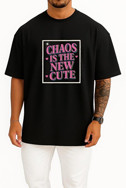 Bahriyeli Collection Oversize Chaos Is the New Cute Chest Design Unisex T-Shirt