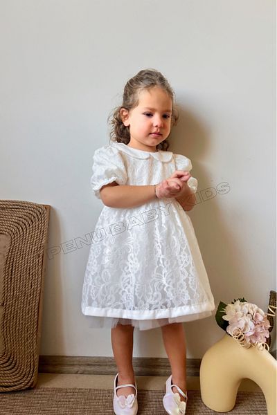 penu baby kids Beyqz Baby Collar Lace Patterned Short Sleeve Baby Girl & Girl Dress - Rose