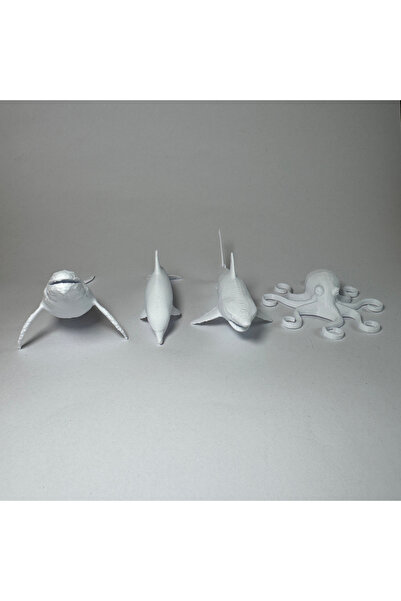 Köseoğlu Deniz Hayvanları Boyama Serisi 1 - Plastik Oyuncak Hayvan Boyama Seti - Yunus, Balina, Ahtapot