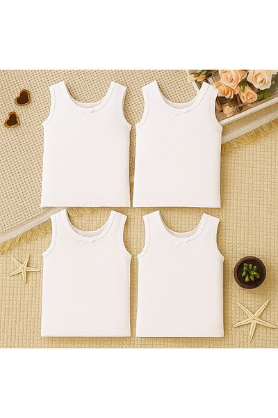 MADALİNA Girl's 100% Cotton 4-Piece Undershirt