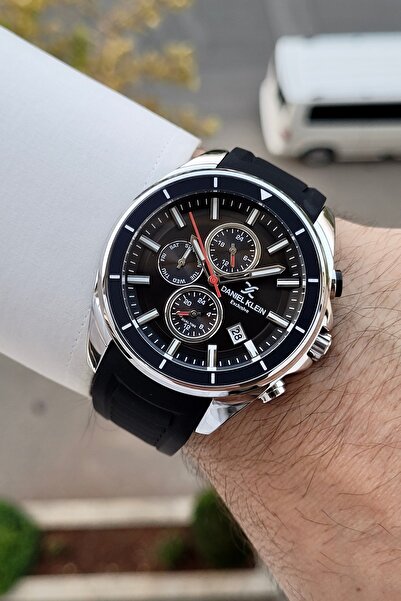 Daniel Klein 45 Mm Kasası Silver Kordonu Siyah Renk Fonksiyonları Aktif Erkek...