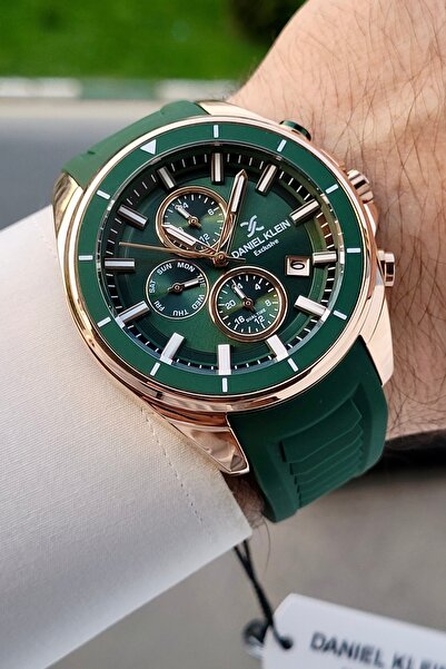 Daniel Klein 45 Mm Kasası Bakır Kordonu Yeşil Renk Fonksiyonları Aktif Erkek Kol Saati
