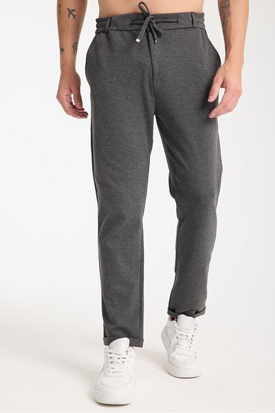 KAPHONE Men's Trousers - Elastic Waist, Lycra Leg, Folded Jogger Style, Zippered Buttons