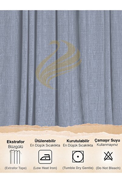 Demor Home Indigo Color Linen Textured Pleated High Quality Background Curtain