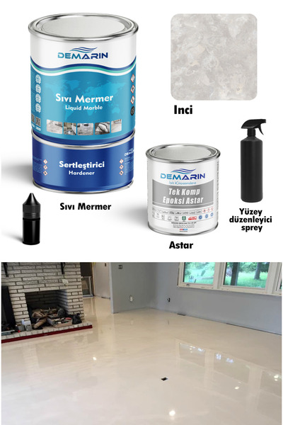 Demarin Çift Bileşenli Solventsiz Sıvı Mermer, Liquid Marble (tezgah, Zemin B...