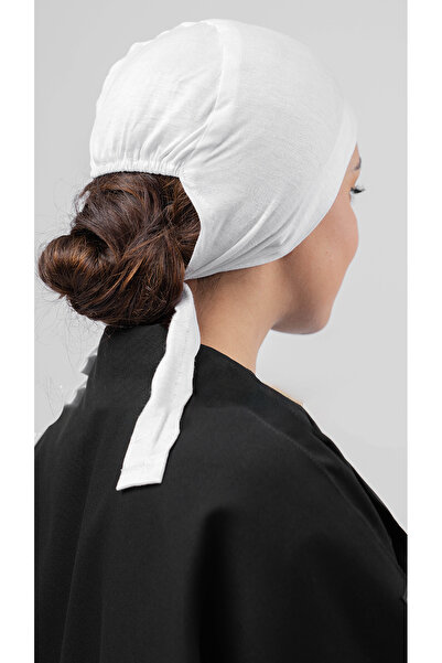 outline Under-hijab cap with tie back - white