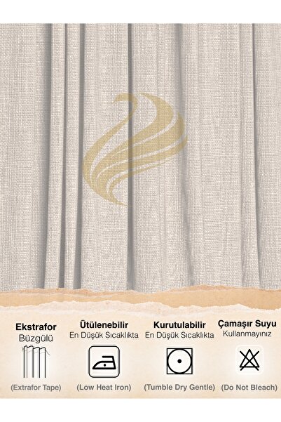 Demor Home Beach Stone Color Linen Textured Pleated High Quality Background Curtain