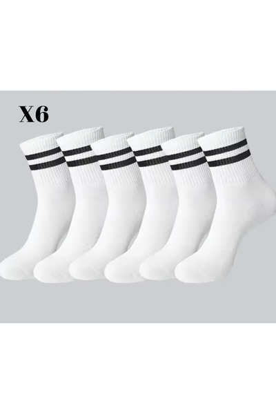 myprem socks جوارب تنس بيضاء نصف حلقة من القطن للجنسين مع حلقة، عبوة من 6 قطع...