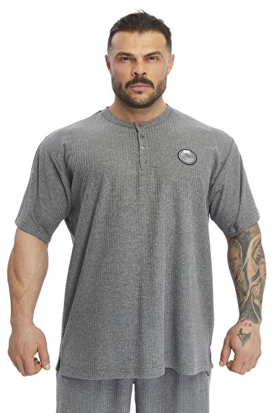 Big Sam Oversize Buttoned Collar, Cotton T-Shirt Big Sam 3375