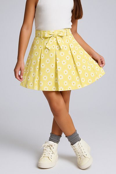 ESİLA KİDS Girl's Skirt Zipper Closure Floral Printed Pleated Skirt 4-10 Years