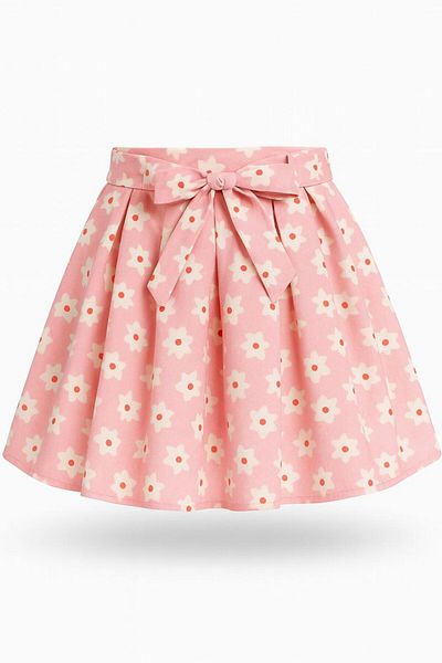 ESİLA KİDS Girl's Skirt Zipper Closure Floral Printed Pleated Skirt 4-10 Years