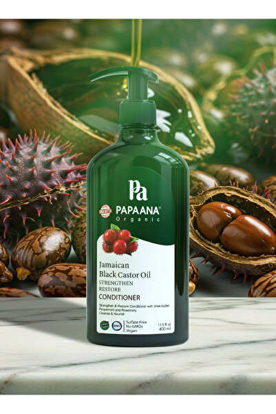 Papaana Organic بلسم زيت الخروع الأسود الجامايكي من بابانا أورجانيكس - 400 مل