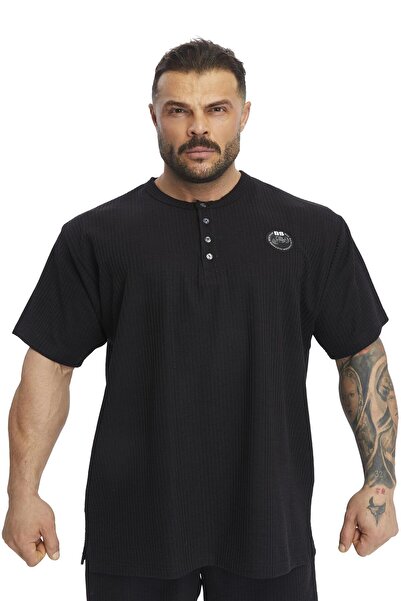 Big Sam Oversize Buttoned Collar, Cotton T-Shirt Big Sam 3375