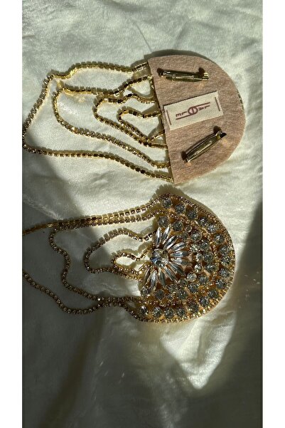 LALE El İşlemesi Çıkarılabilir Omuz Aksesuarı 2’li Apolet Cam Taş Kristal Detayı