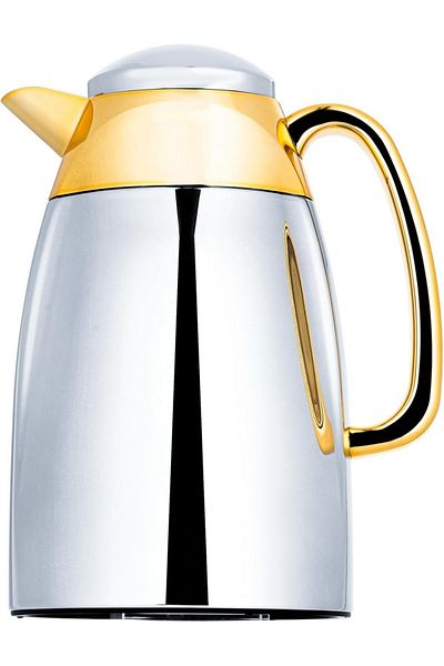 ALSAIF Yara Coffee and Tea Vacuum Flask, leak-proof and keeps drinks hot, 0.35 Liter Chrome/Gold