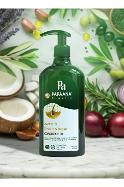 Papaana Organic بلسم بابانا أورجانيكس كيراتين لتنعيم وإصلاح الشعر – 400 مل