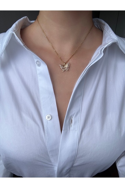 Ressia قلادة على شكل فراشة من حجر الزركون