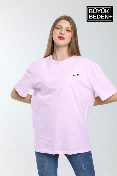 Superlife Women's Plus Size Air Printed Crew Neck T-Shirt Spr25Btsk901