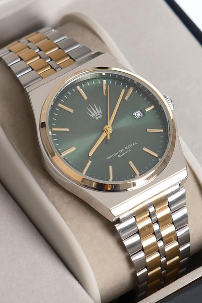 WATCHOFROYAL Virtus Classic Time Silver Gold Green Wrist Watch