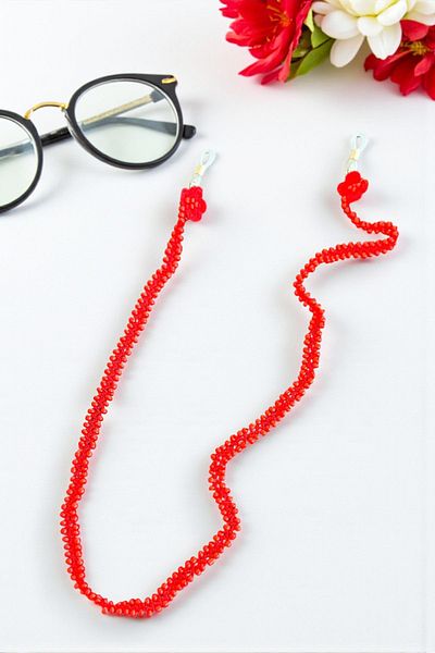nftart.design Solid Color Beads with Floral Tip - Handmade Glasses Rope Strap