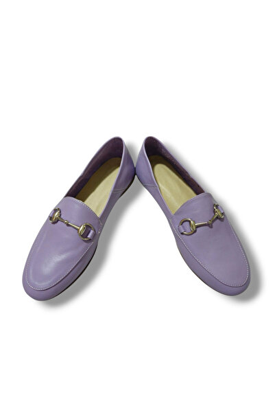 BARONES SHOES Kadın Hakiki Deri Metal Tokalı Loafer Lila