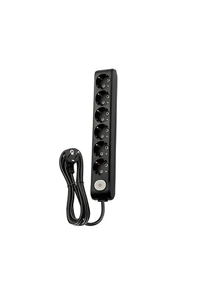 VİKO Altılı Çoklu Priz, Anahtarlı, Uzatma Kablosu, 6lı, 3m, Siyah