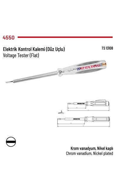 İzeltaş Kontrol Kalemi 190mm Düz
