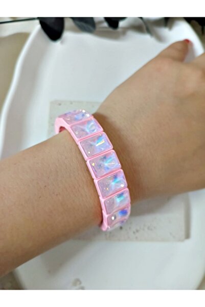 mos&more Pembe Taşlı Lastikli Bilezik