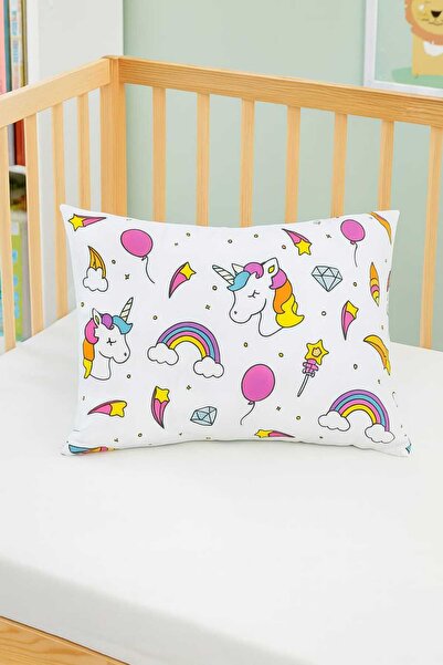 Bebek Özel Children Adult Pillow Case 50X70 cm (2 Pieces) White Unicorn Pink