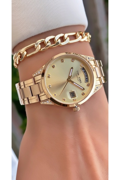 Tom Jones Markaaltın Renk 2 Yıl Garantili Küçük Kasa Ince Kordon Kadın Kol Sa...