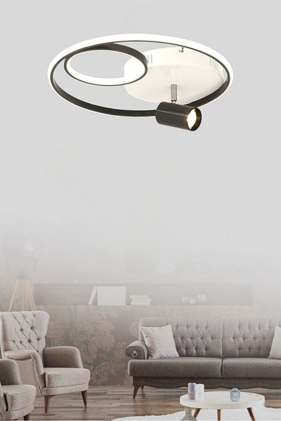 ESSLİGHT Azalea 45 cm with Spots, 3 Color Light Modes (White Yellow Daylight) Living Room Kitchen Bedroom Led Chandelier