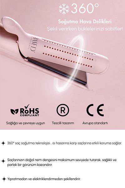 UBASED Air Duo-Grande 2 in 1 Hair Straightener and Curling Iron- Color: Black Rose - Titanium Plate