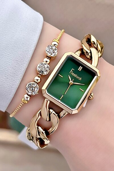 Freelook Sarı Renk 2 Yıl Garantili 5 ATM Kadın Kol Saati ve Hediye Bileklik