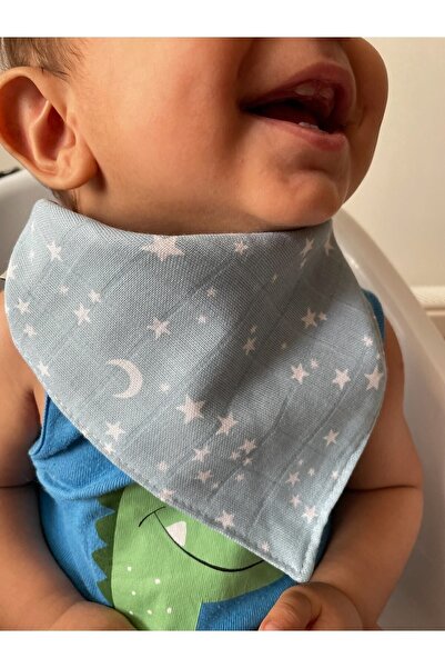 runbaby (4 ADET) Müslin Kumaş Çıtçıtlı Bebek Salya Önlük & Fular