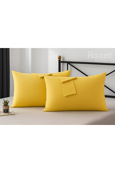 ROZET TEKSTİL 2 kom žute Pamuk Jastučnica - 50x70 cm sa poklopcem