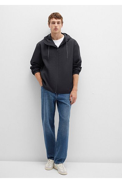 Mavi Jachetă neagră cu glugă Oversize / Wide Cut 0110641-71379
