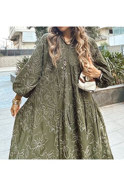Lavanta Tekstil Katleya Model Embroidered Dress