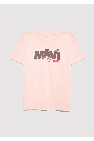 Mavi Paw Printed Pink T-Shirt Loose Fit / Loose Relaxed Fit 7610361-90974