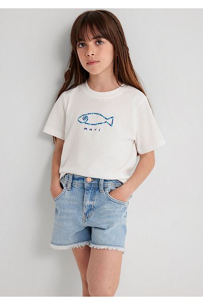 Mavi Fish Printed White T-Shirt Regular Fit 7610384-70057