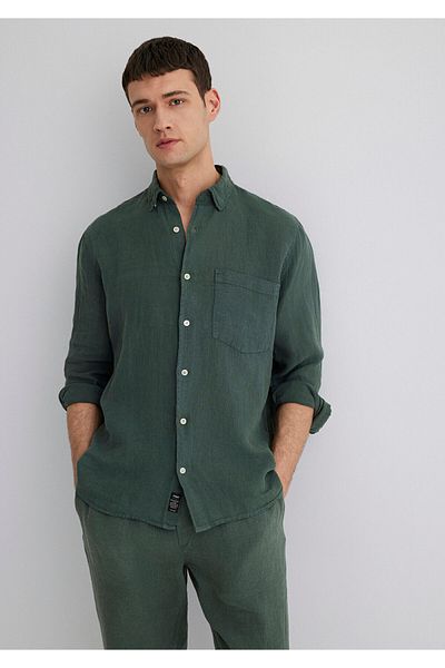 Mavi Cămașă din in verde Regular Fit / Regular Cut 0211472-71598