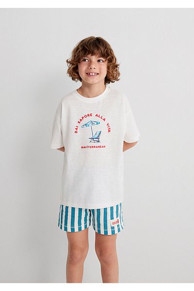 Mavi Printed White T-Shirt Oversize / Wide Cut 6610393-70057