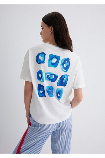 Mavi Evil Eye Bead Printed White T-Shirt Regular Fit 1613449-70057