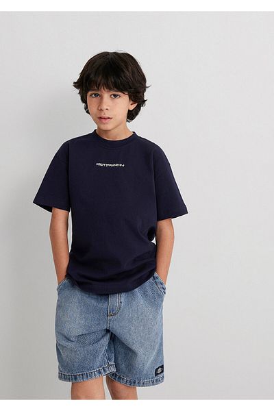 Mavi Printed Navy Blue T-Shirt Loose Fit / Loose Relaxed Fit 6610392-83884