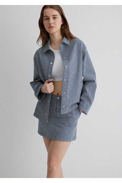 Mavi Striped Navy Blue Shirt Loose Fit / Loose Relaxed Cut 1211231-86625