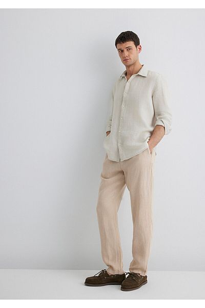 Mavi Beige Linen Trousers 0010358-70004